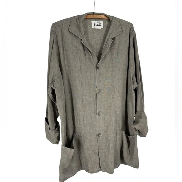 Vintage FLAX Lithuanian linen oversized blazer jacket medium - Picture 1 of 5